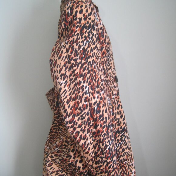 WORTHINGTON Stretch Women's XL Leopard Print Above the Knee Button Lined Coat - Picture 2 of 7